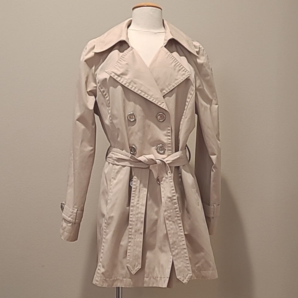Michael Kors Belted Trench Coat Rain Jacket with Buttons